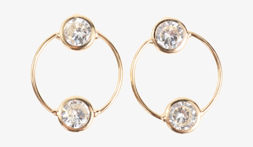 Double Stone Circle Earrings - Earrings, transparent png download