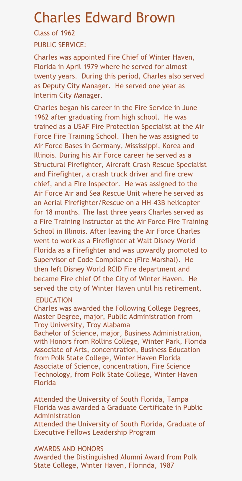 Charles Edward Brown Class Of 1962 Public Service - Trebuchet Ms Font, transparent png download