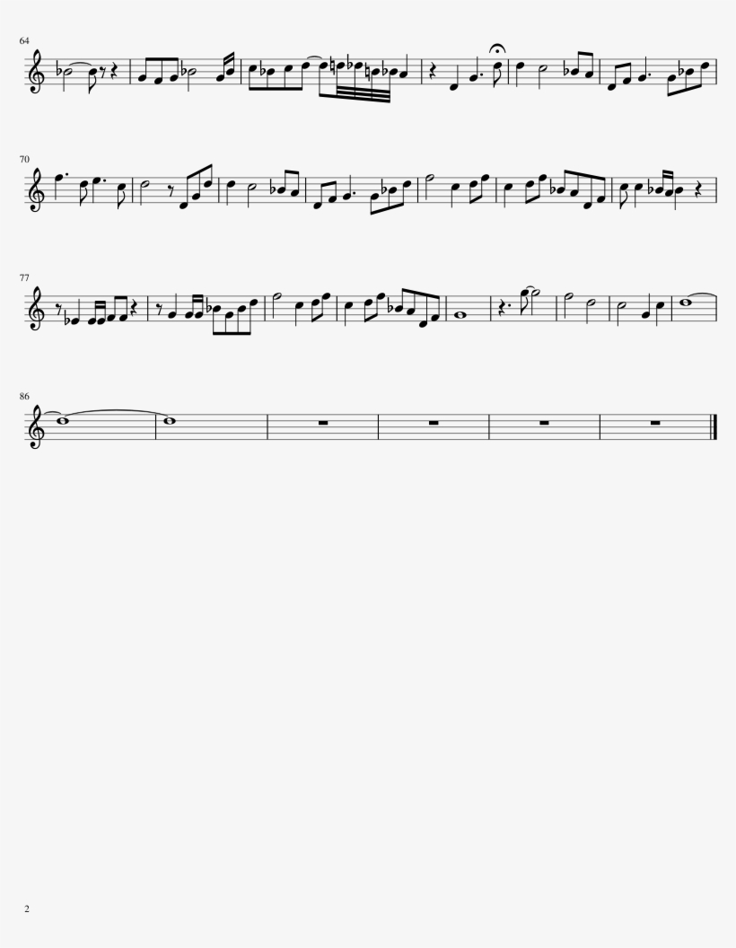 The Legend Of Ashitaka Sheet Music 2 Of 2 Pages - Sheet Music, transparent png download