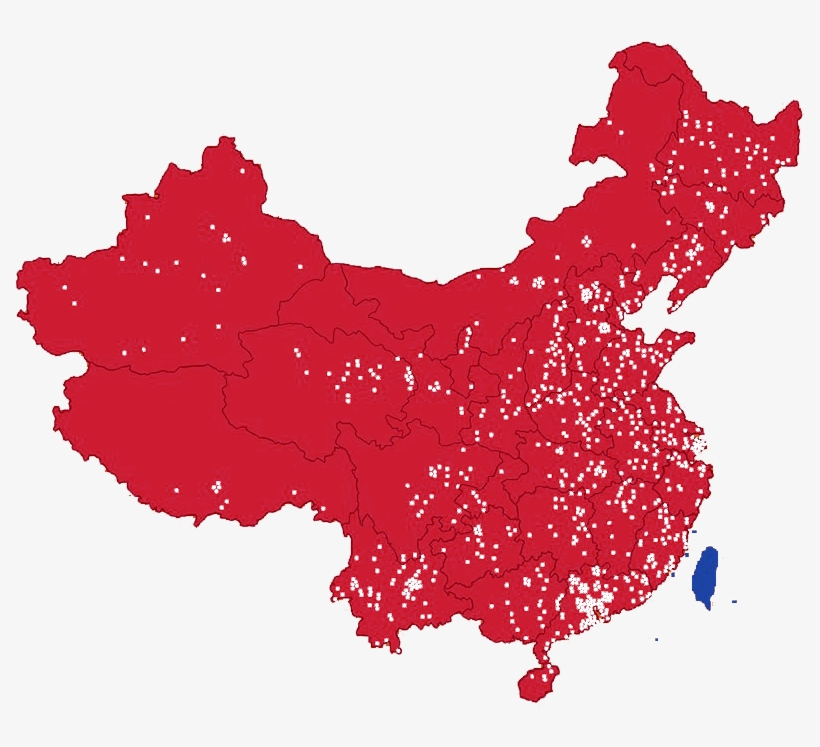 Regions In Red Are Under The Jurisdiction Of The Communist - People's Republic Of China Map Flag, transparent png download