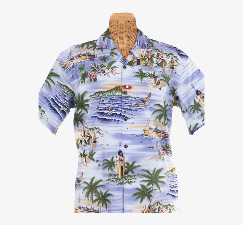 Newt's Retro-print Aloha Shirt With The Aloha Tower - Aloha, transparent png download