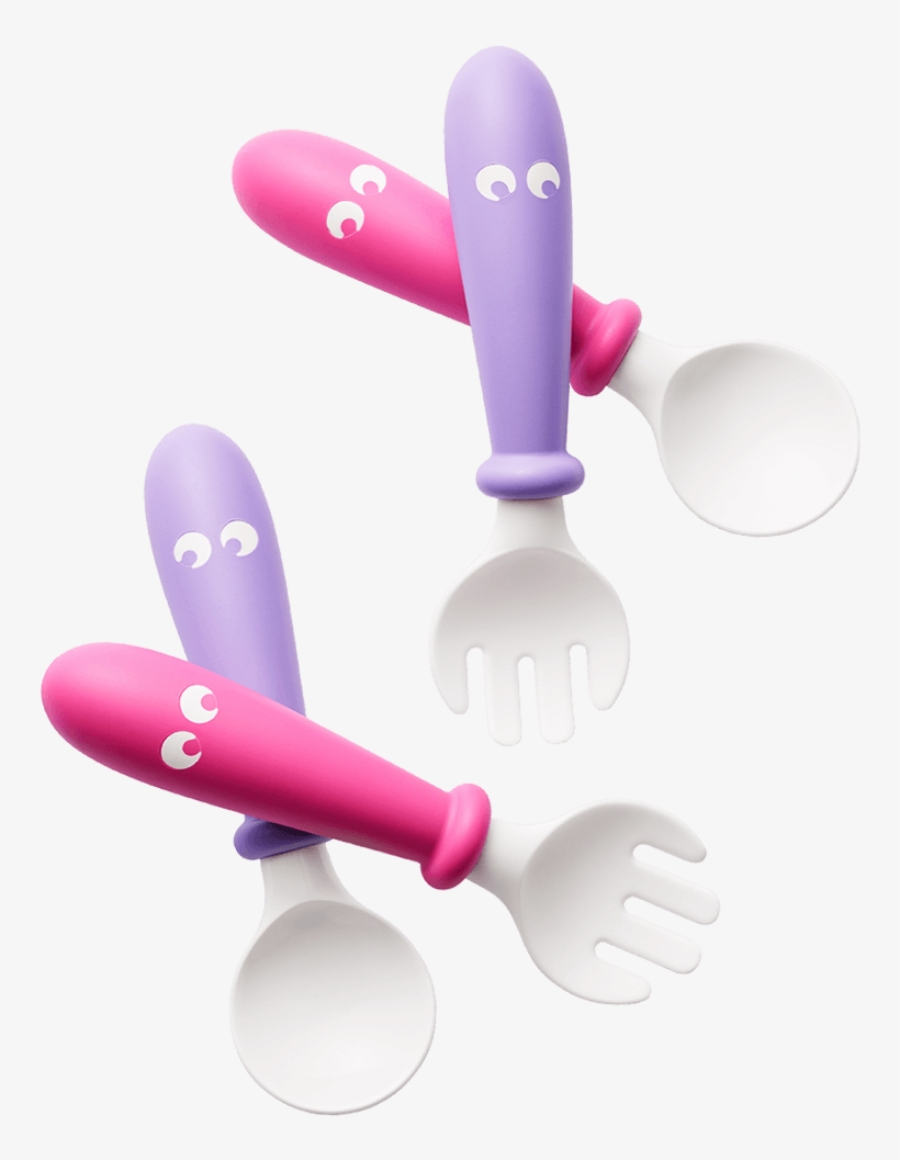 Baby - Babybjorn Baby Spoon And Fork Sets In Pink And Purple, transparent png download