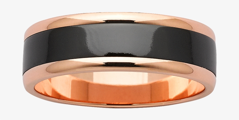 Mens Black & Rose Gold Ring - Gold, transparent png download