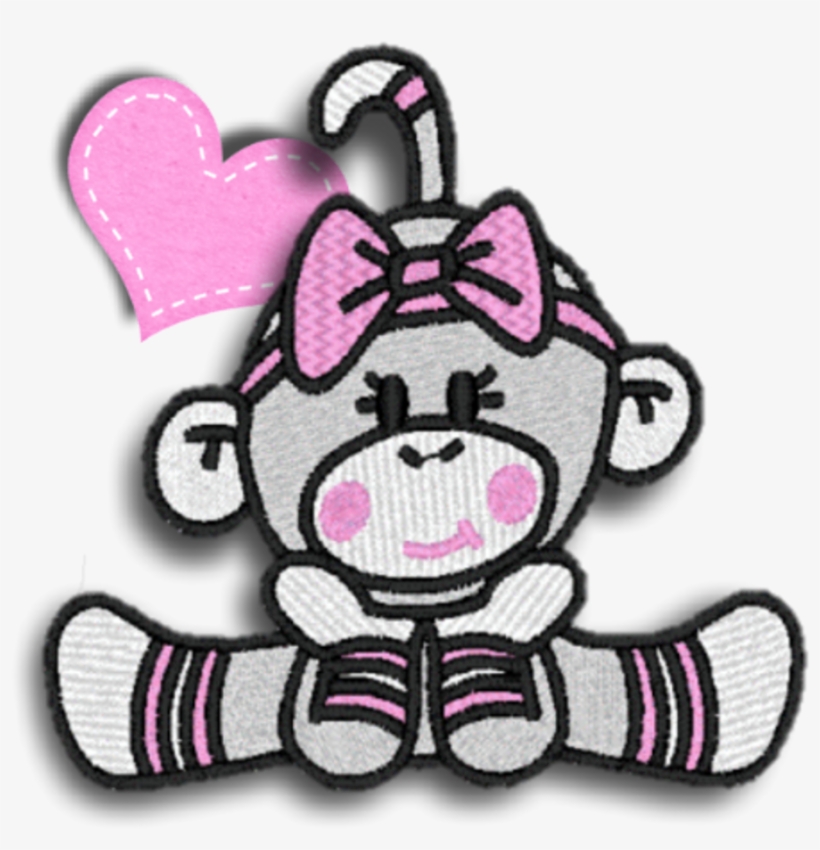 Sockmonkey Monkey Girl Cute Pink Heart Gym Scrapbooking - Clip Art, transparent png download