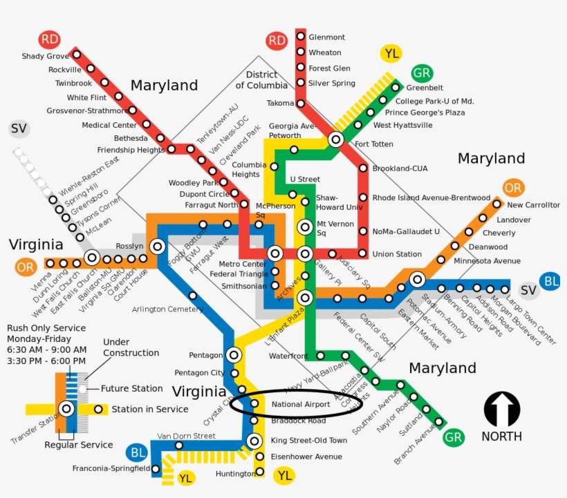 From Reagan National Airport Station, It Is Only Four - Dc Metro Map Chinatown, transparent png download