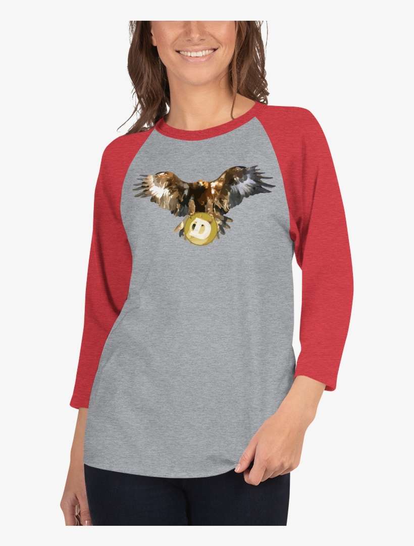Dogecoin Bald Eagle 3/4 Sleeve Raglan Women's Shirt - Golden Eagle Bird Glossy Set Of 4 Wooden Place Mats, transparent png download