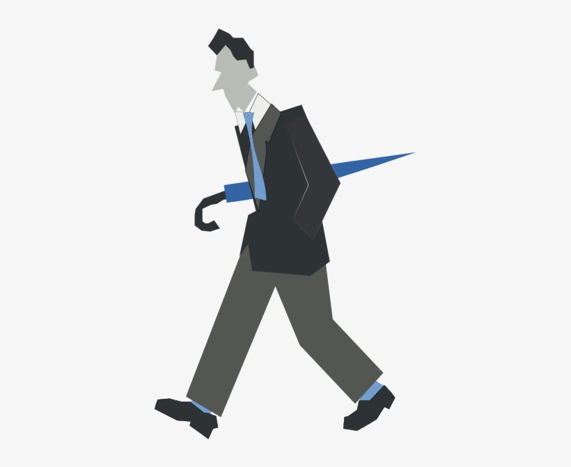 Clipart Black And White Download Umbrella People Male - Man Walking Png Clipart, transparent png download