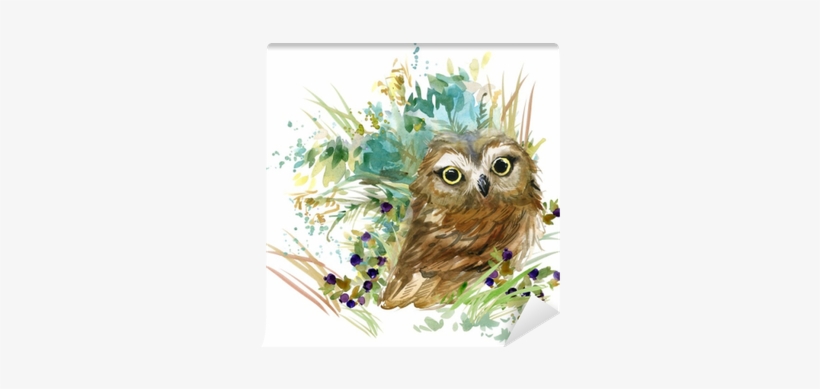 Forest Animals Watercolor Illustration Wall Mural • - Autumn Owl With Scarf Case - Iphone 5c, transparent png download