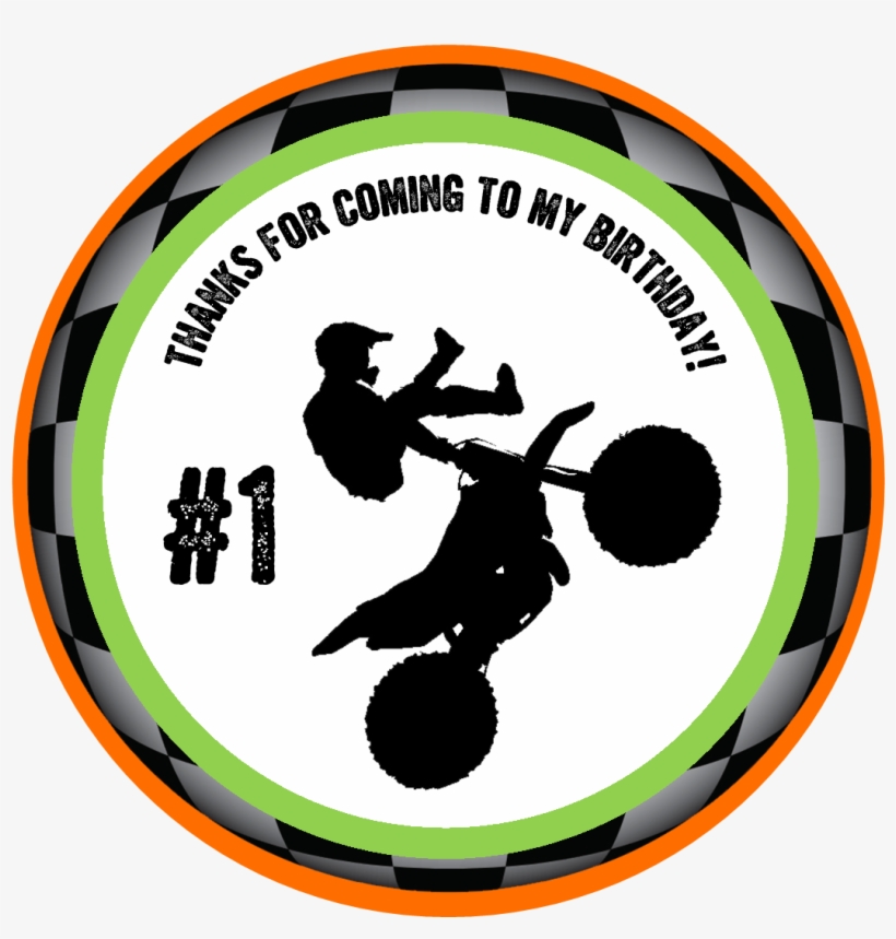 Dirt Bike Birthday Party Favor Tag Dylan - Motocross Silhouette, transparent png download
