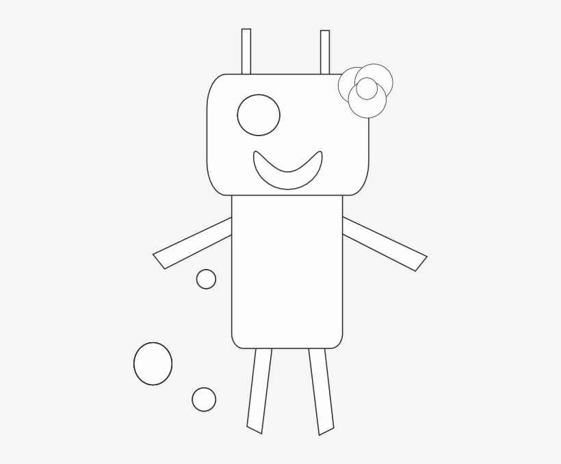 Robot Girl Black White Line Art 555px - Clip Art, transparent png download