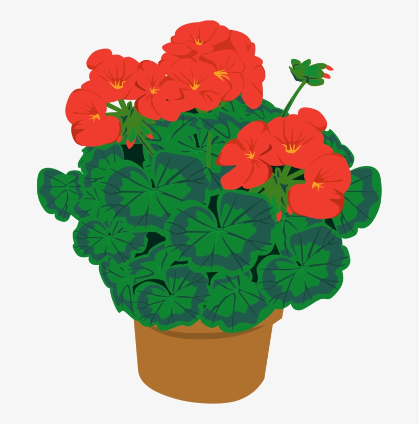 Geranium In Pot Svg Clip Arts 534 X 595 Px, transparent png download