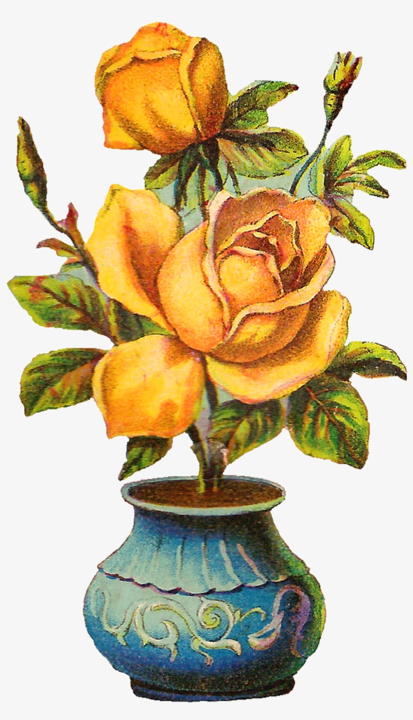 I Created This Gorgeous Rose Digital Download From - Vintage Flower Pot Png, transparent png download