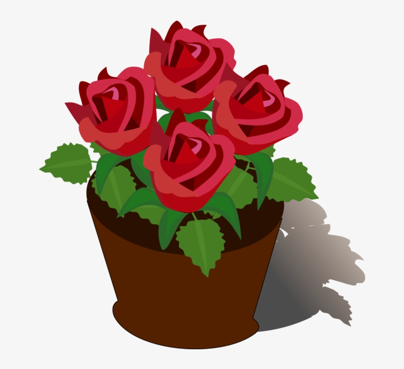 Garden Roses Flowerpot - Rose In A Pot Clipart, transparent png download