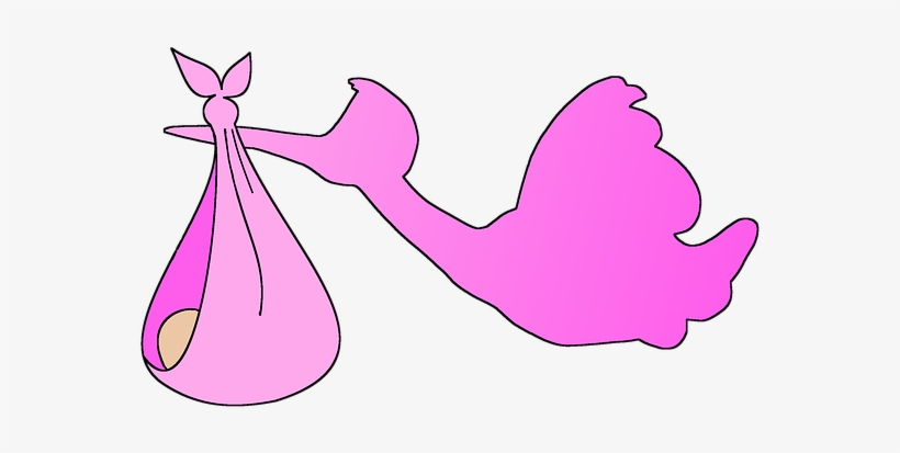 Stork, Baby, Girl, Pink, Flying - Child, transparent png download