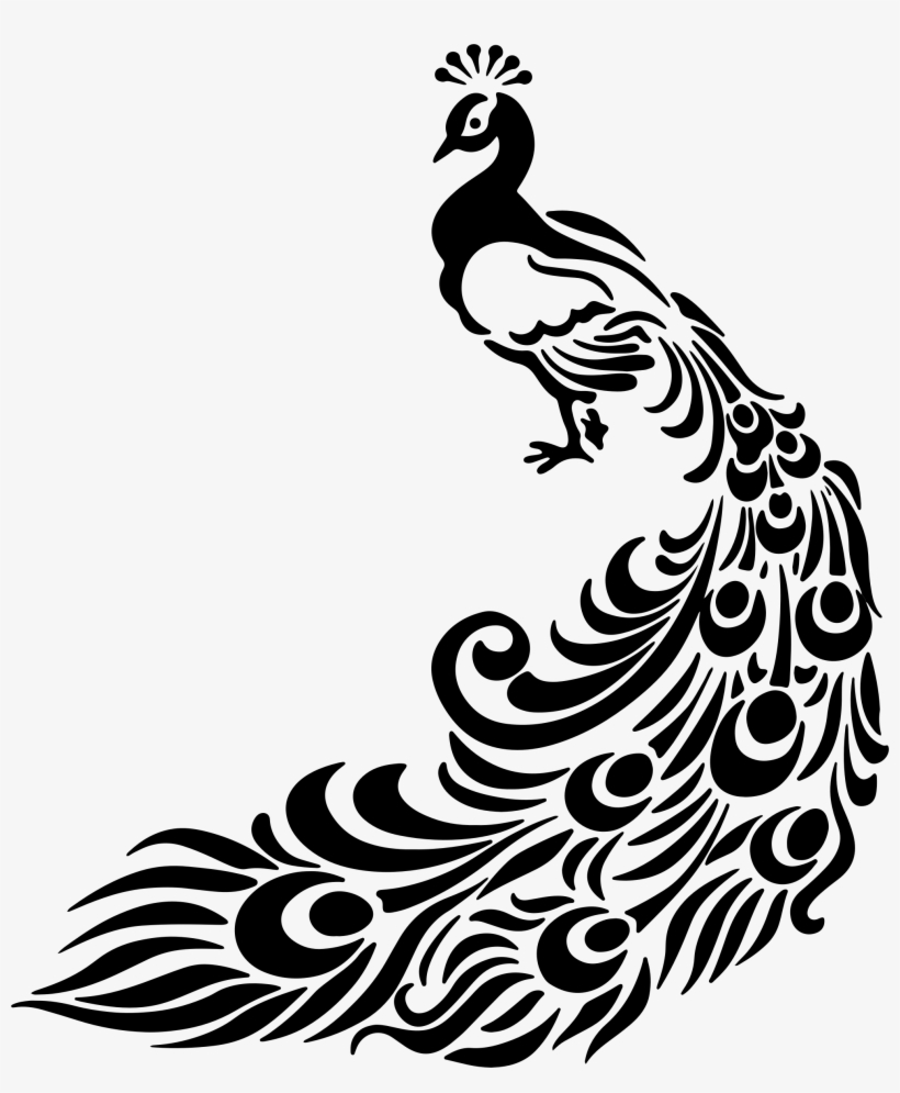 Banner Royalty Free Clipart Peacock Lineart Big Image - Peacock Design