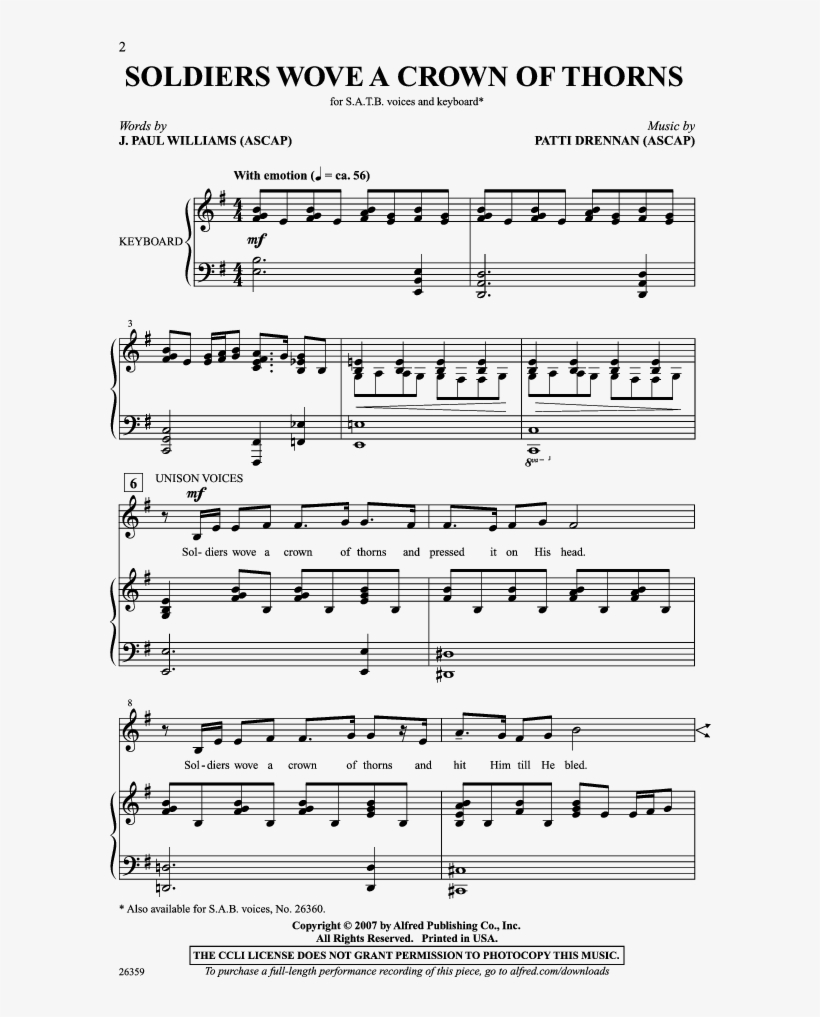 Soldiers Wove A Crown Of Thorns Thumbnail - Away In A Manger Sheet, transparent png download