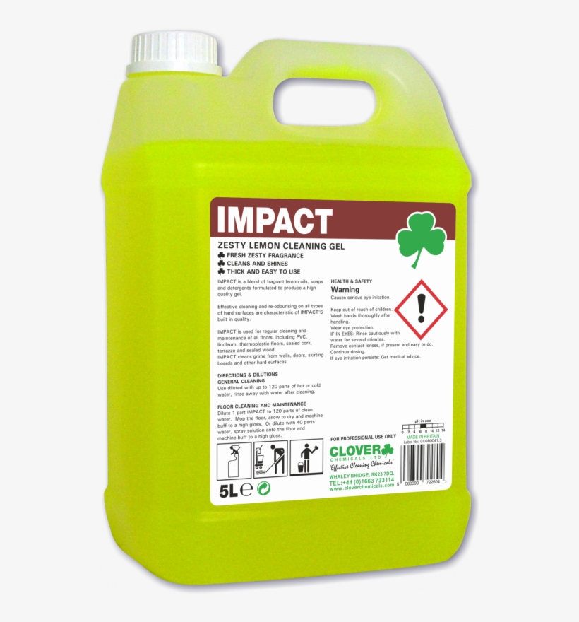Impact Lemon Floor Gel 5ltr - Floor Cleaner 5 Ltr, transparent png download