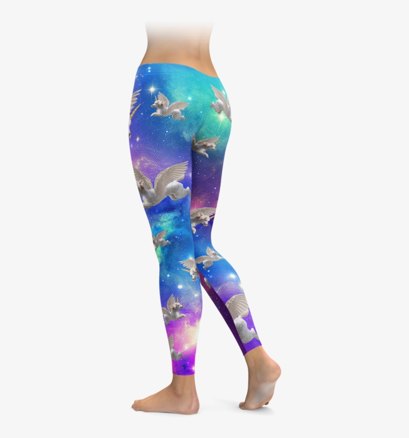 Interstellar Flying Unicorn Poodle Leggings - All Over Shirts Purple Vampire Lips Leggings, transparent png download