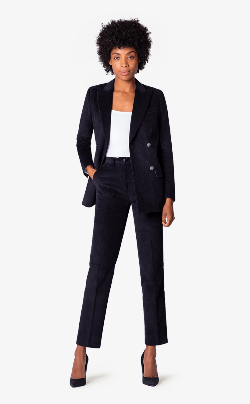 Black Double Breasted Corduroy Pant Suit - Suit, transparent png download