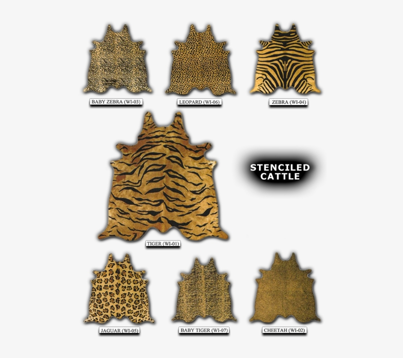 Stenciled Cattle Available In Baby Zebra, Leopard, - Tiger Skin Rug, transparent png download