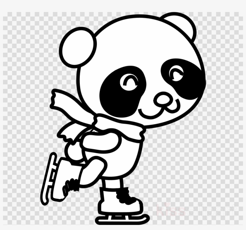 Ice Skating Panda Bears Clipart Giant Panda Bear Ice - Christmas Clipart Ice Skates, transparent png download