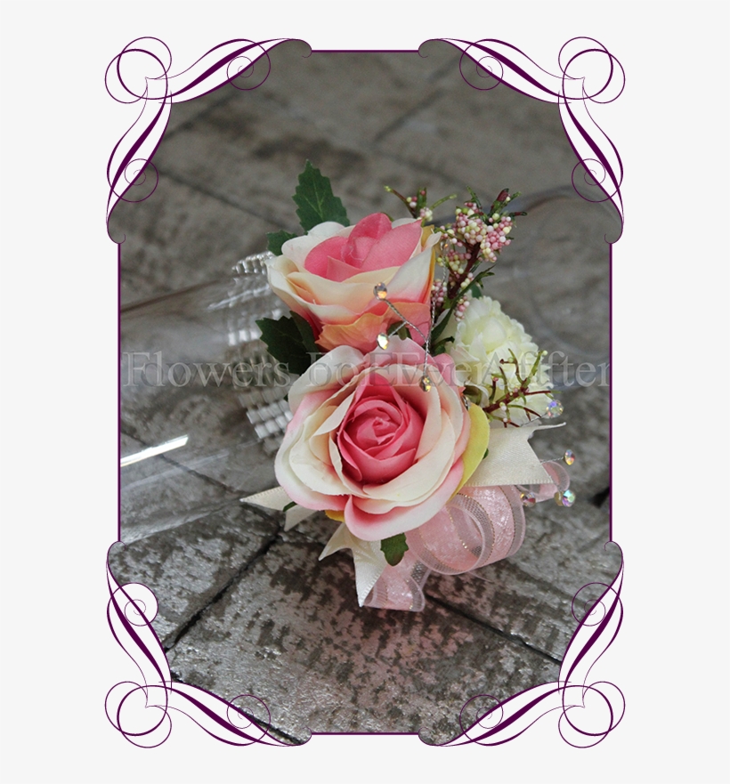 Silk Artificial Pink And Cream Ivory Rose Design For - Flowers For Ever After, transparent png download
