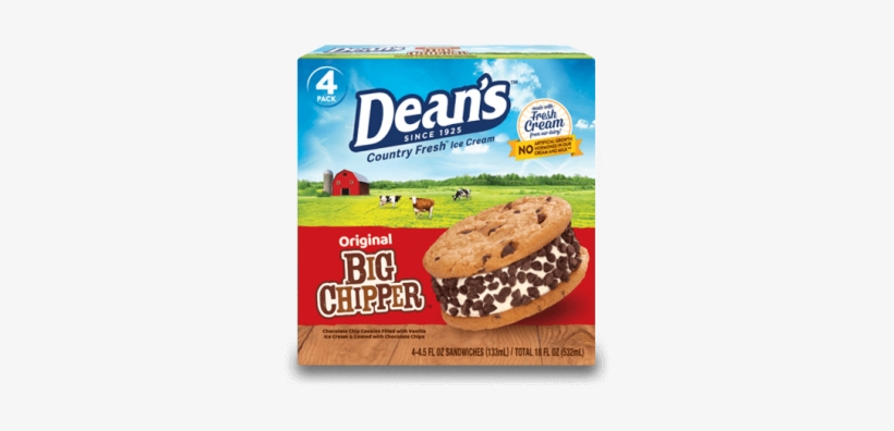 Dean's Country Fresh Chocolate Chip Cookie Sandwich - Big Chipper Ice Cream Sandwich, transparent png download