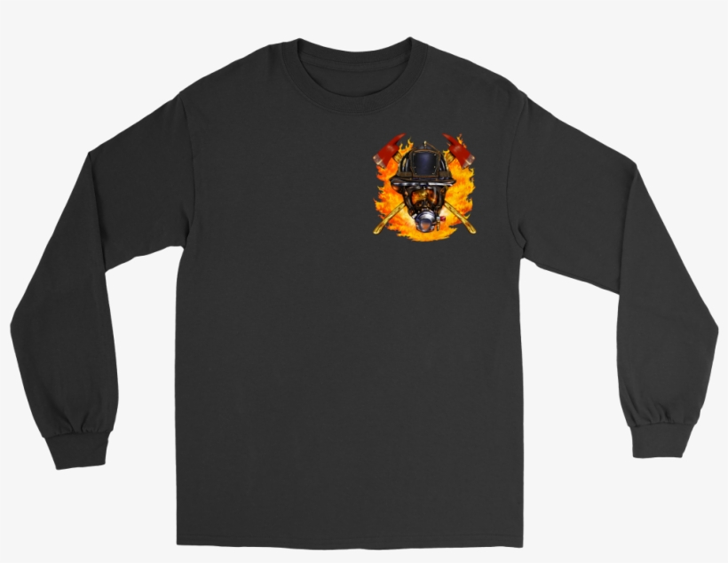 Thin Blue Line Flag Unisex Gildan Long Sleeve Tee T-shirt - Tirecoverpro Fire Fighter Hero With Oxygen Mask, transparent png download