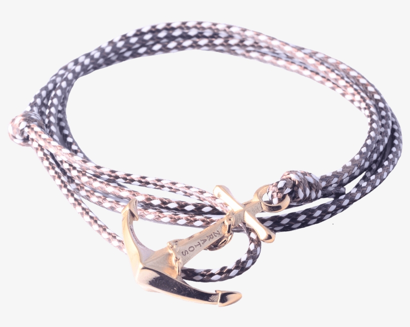 Gold Anchor Tan Nylon Rope - Bracelet, transparent png download