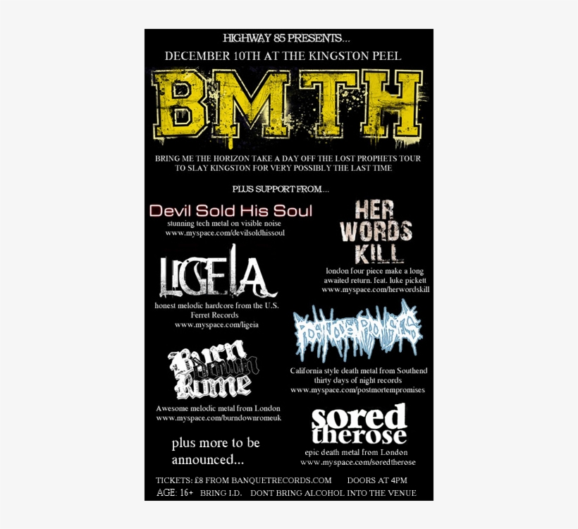 Bring Me The Horizon & Support At The Peel, transparent png download