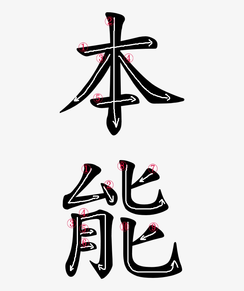 Kanji Stroke Order For 本能 - Kanji For Instinct, transparent png download