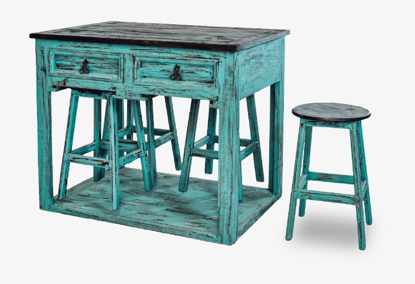 Kitchen Island W/four Stools 42”w X 29“d X 37”h - Product, transparent png download