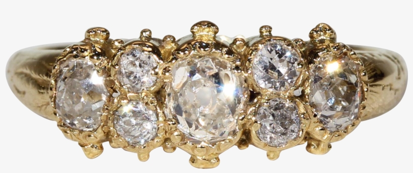 Exquisite Antique Victorian 7 Diamond Ring In 18k Gold - Engagement Ring, transparent png download