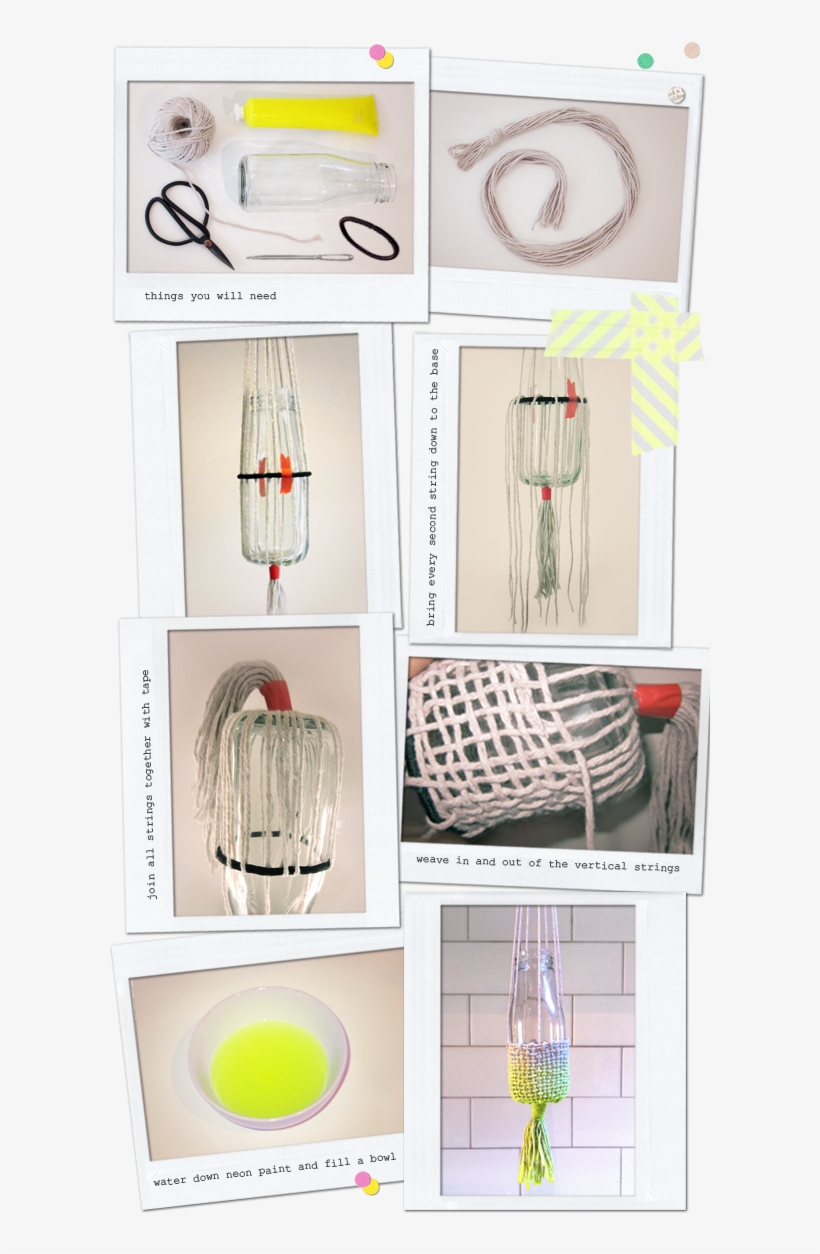 Woven Neon Dip-dyed Succulent Hanging Planter Tutorial - Wire, transparent png download