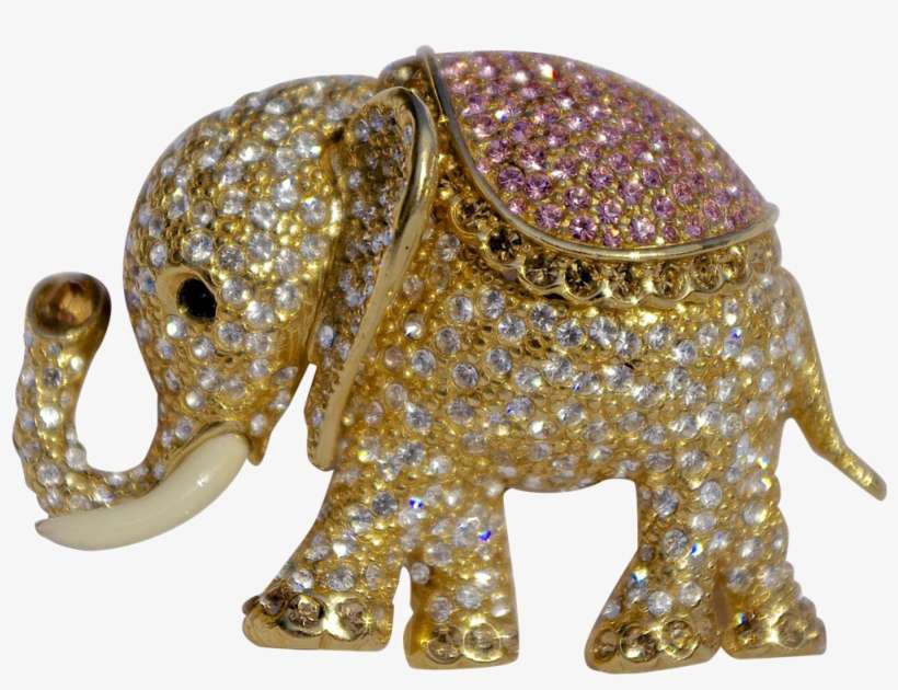 A Vintage Singed 'ciner' Rhinestone Crystal Elephant - Indian Elephant, transparent png download