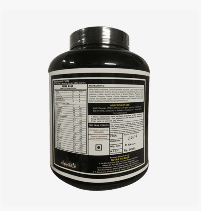 Rhino Mass Supplement Facts - Muscle Mileage Nutraceuticals, transparent png download