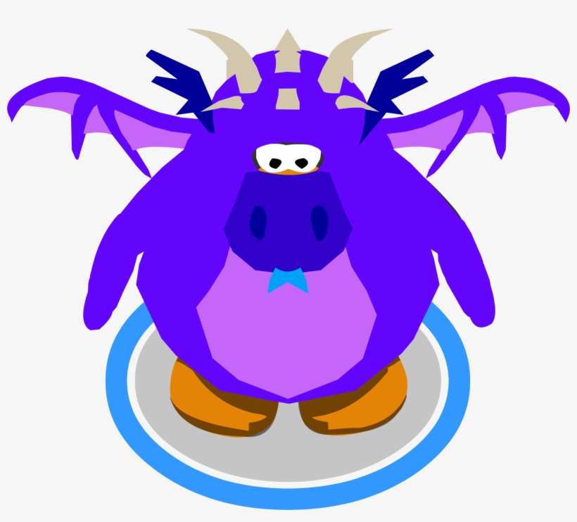 Purple Dragon Costume In-game - Club Penguin Green Dragon Costume, transparent png download