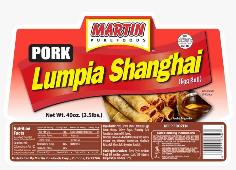 Pork Lumpia Shanghai 40 Oz - Minute Purefoods Luncheon Meat - 12 Oz Can, transparent png download