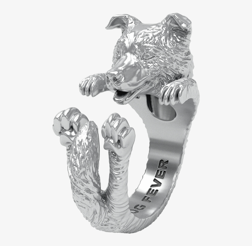 Dog Fever Silver Border Collie Hug Ring, transparent png download