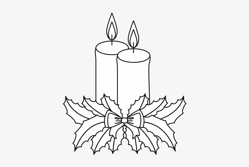 Merry Christmas Candles With Bow And Leaves - Merry Christmas Candles, transparent png download