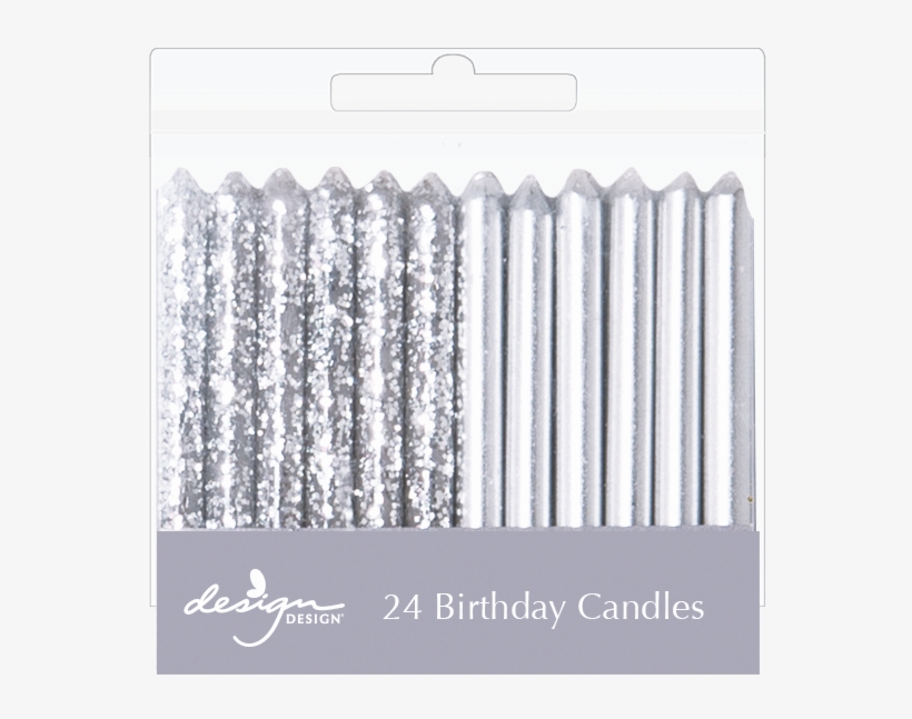 24 Pack Of Silver Birthday Candles - Design Design Metallic Birthday Candles, Silver, transparent png download