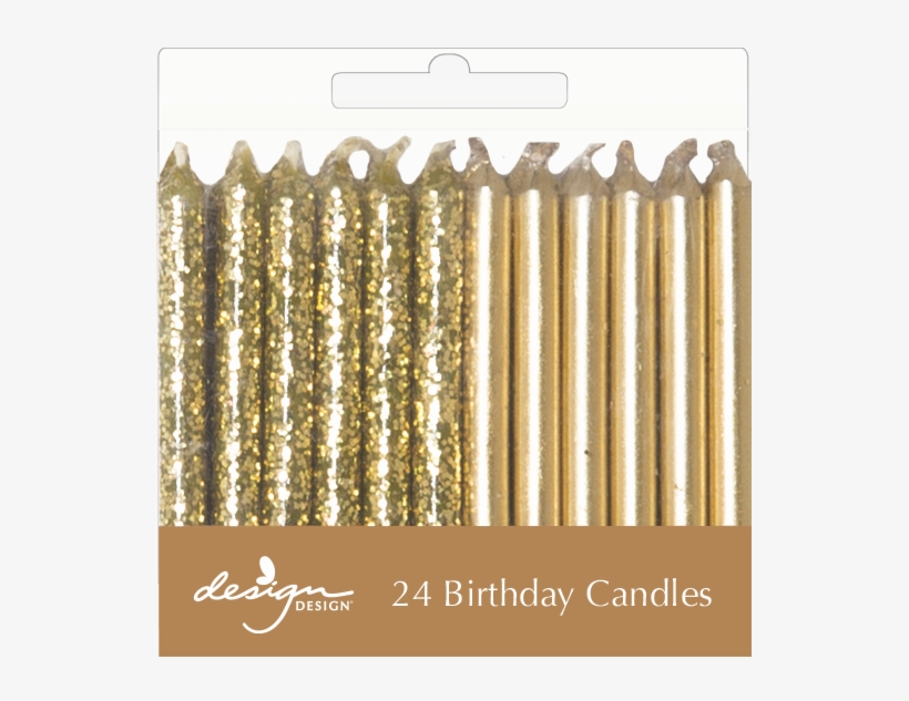 24 Pack Of Gold Birthday Candles - Design Design Metallic Birthday Candles, Gold, transparent png download