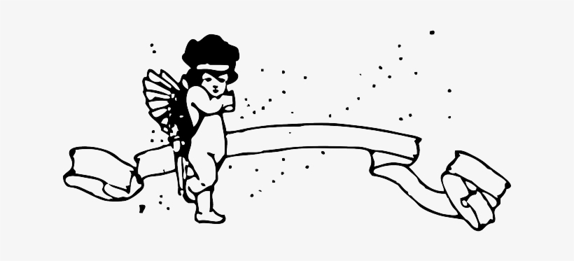Outline, Love, Ribbon, Banner, Angel, Wings, Cupid - Clip Art, transparent png download