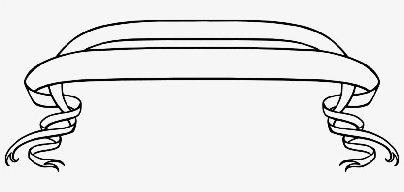 Medium Image - Ribbon Banner Clip Black And White, transparent png download