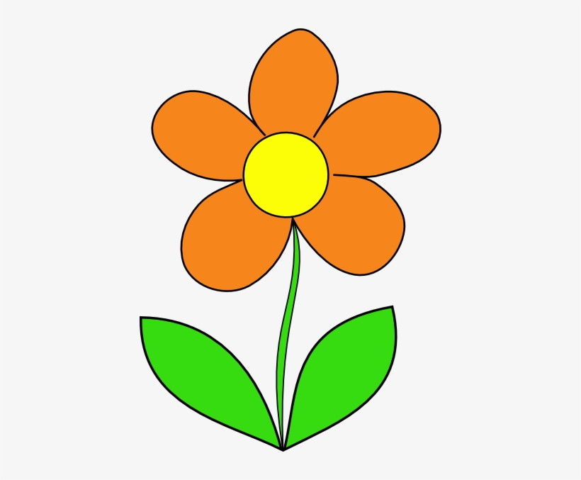 Orange Flower Clipart Single Flower - Orange Flower Clipart, transparent png download