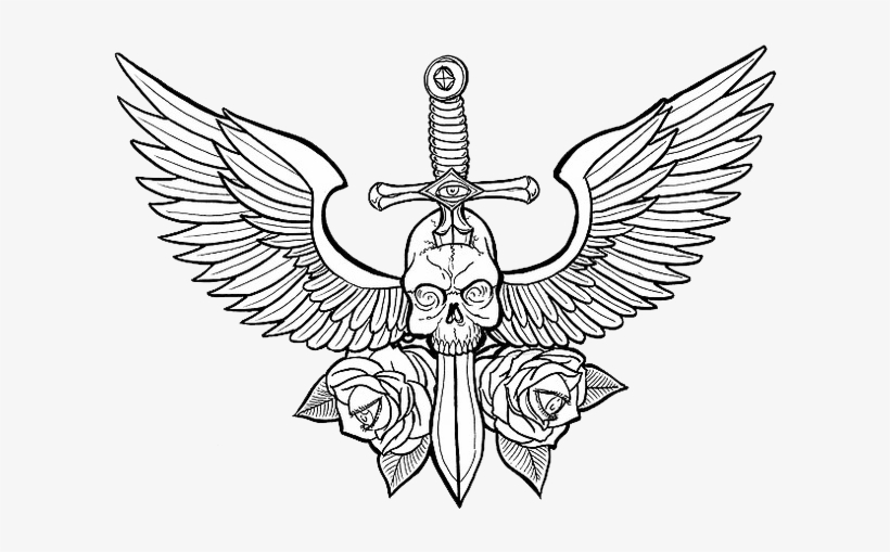 Download Chest Tattoo Png Photos - Drawings Of Skulls With Wings ...