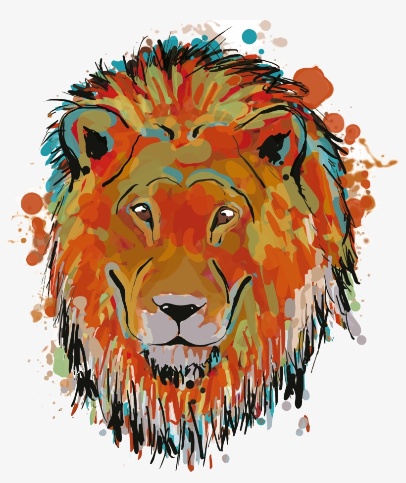 Watercolor Lion Tshirt Design - T-shirt, transparent png download