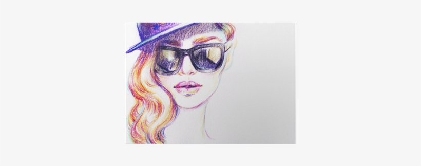 Woman In Sunglasses - Watercolor Painting, transparent png download