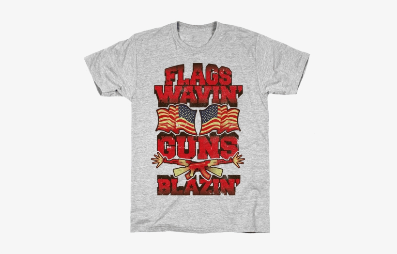 Flags Waving Guns Blazing Mens T-shirt - I M Socially Awkward Shirt, transparent png download