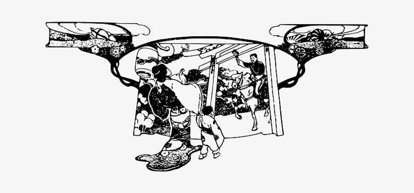 Old, Black, White, Cartoon, Japan, Family, Kimono - Clip Art, transparent png download